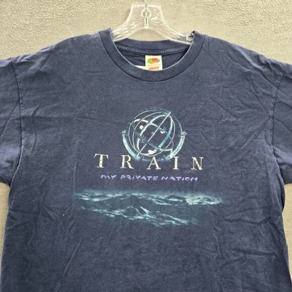 VINTAGE Train Men Shirt XL Blue My‎ Private Nation Tour 2004 Concert Tee